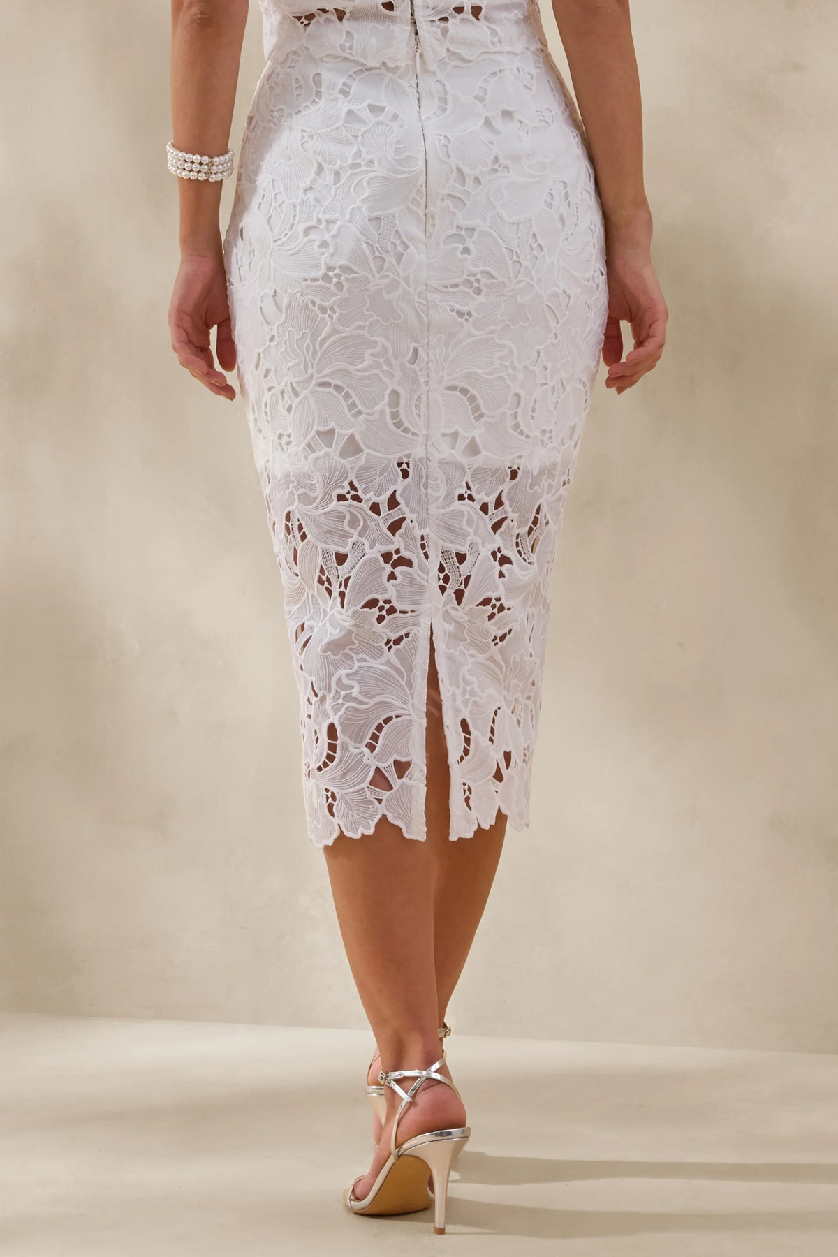 Aisling White Lace Midi Skirt