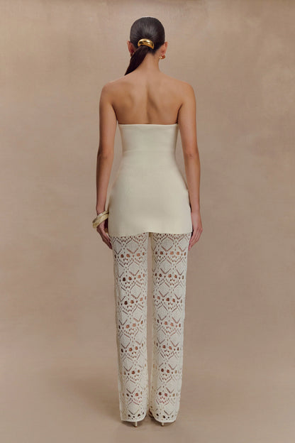 Anette Bandage Knit Strapless Top Ivory