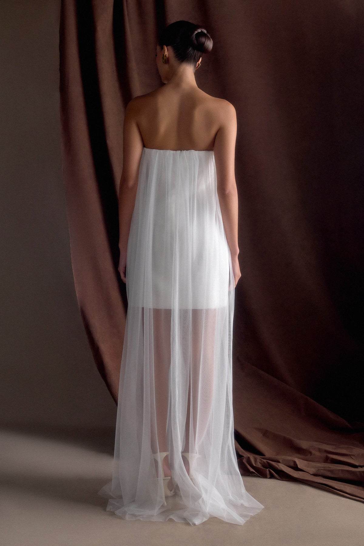Bettany Chiffon Strapless Maxi Dress White