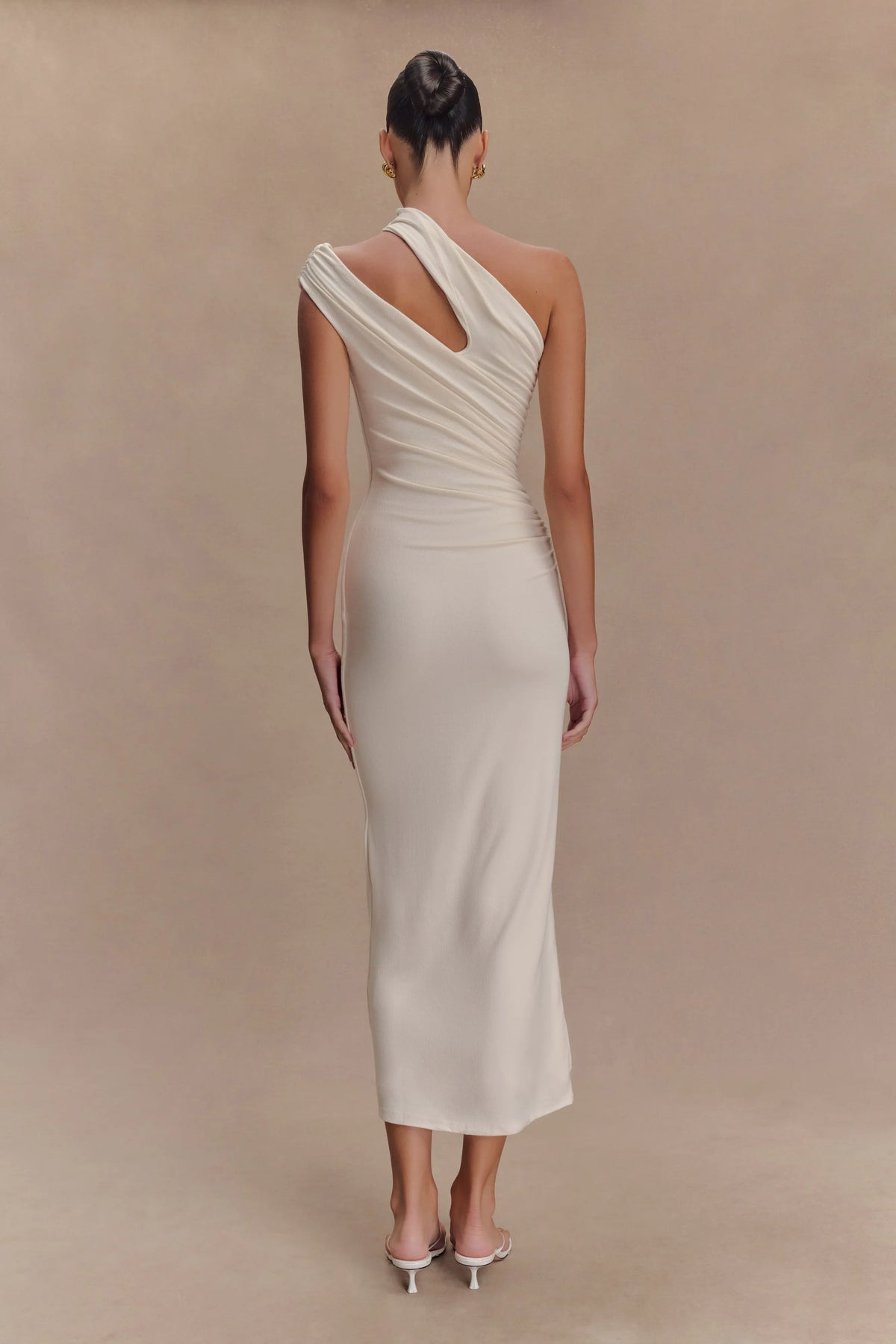 Anastasia One Shoulder Modal Midi Dress Ivory