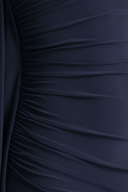 Adelina Navy One Shoulder Maxi Dress With Drape