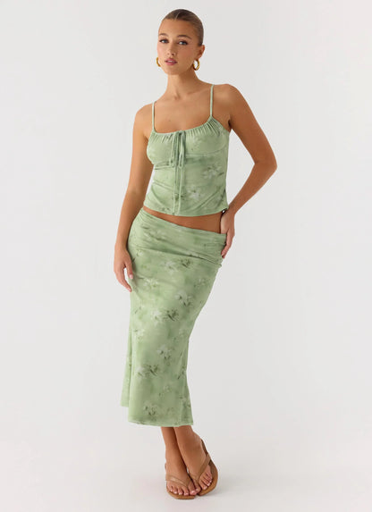 Bahama Low Rise Midi Skirt Blurred Lime