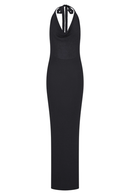 Ayella Cowl Knit Maxi Dress Black