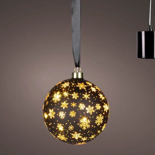 14cm Hanging LED Lit Rotating Bauble - Black
