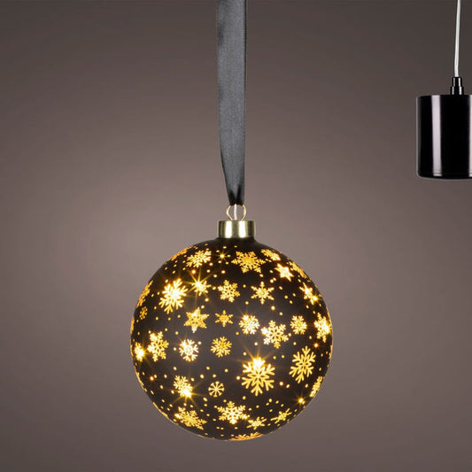 14cm Hanging LED Lit Rotating Bauble - Black