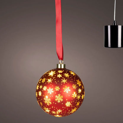 14cm Hanging LED Lit Rotating Bauble - Christmas Red