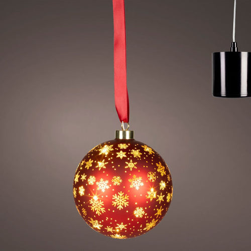 14cm Hanging LED Lit Rotating Bauble - Christmas Red