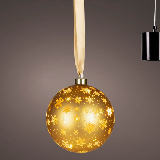14cm Hanging LED Lit Rotating Bauble - Gold
