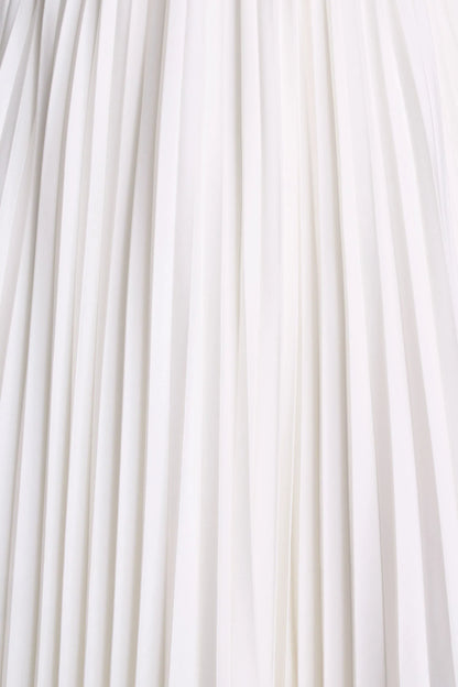 Agua Cream Satin Sweetheart Midi Dress With Pleated Skirt
