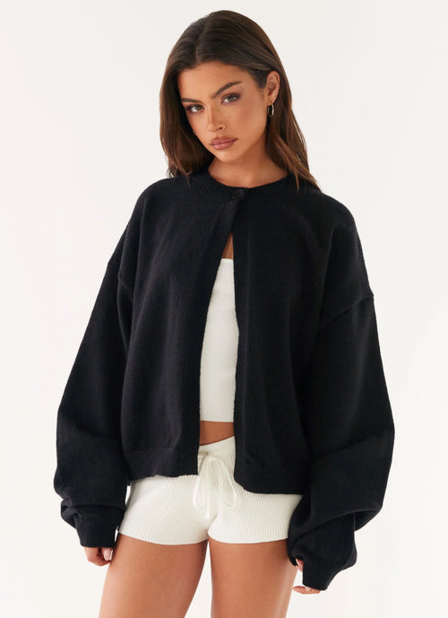 Annie One Button Cardigan Black