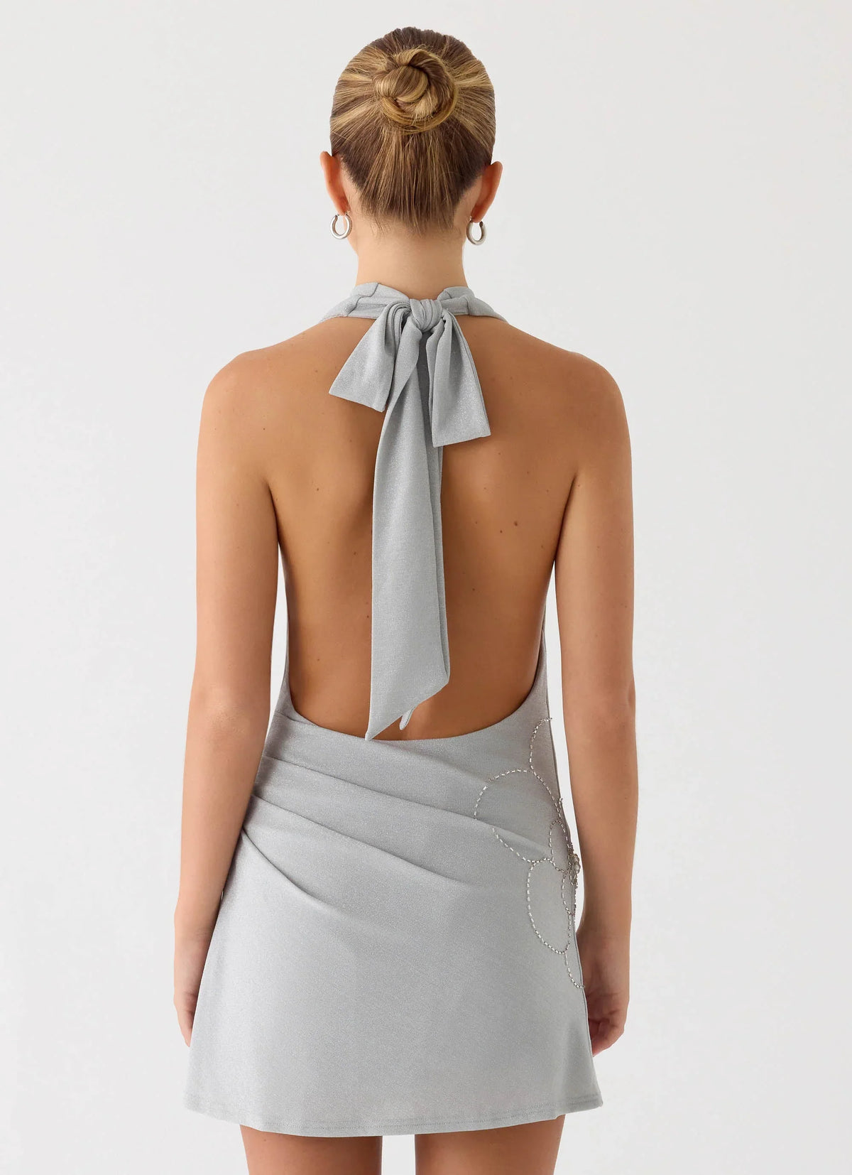 Atenea Cowl Mini Dress Silver