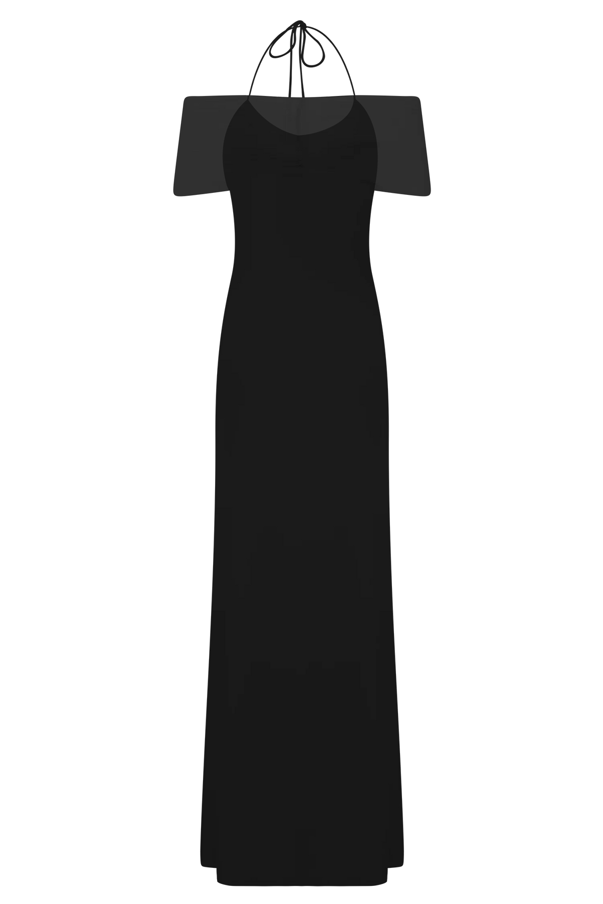 Bernadina Mesh And Slinky Halter Maxi Dress Black