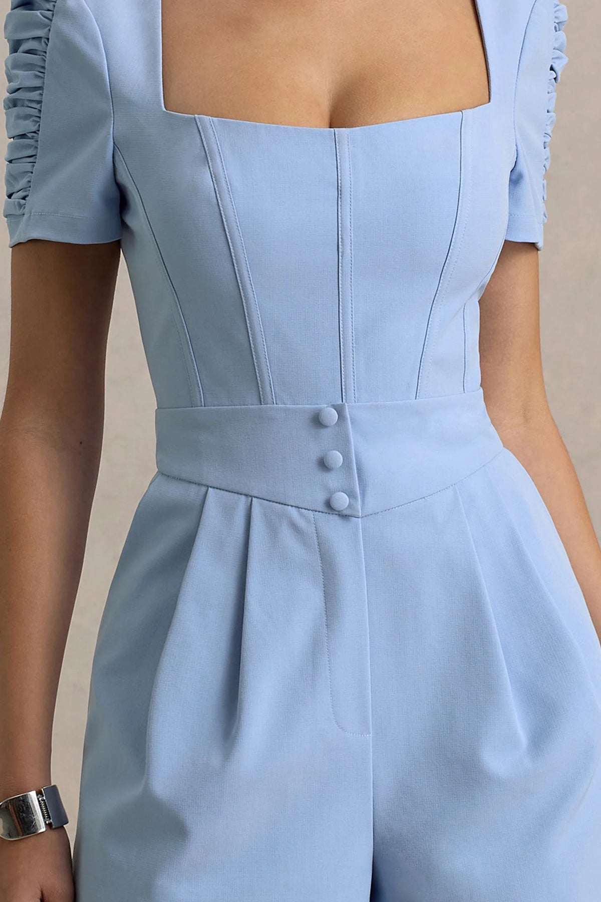 Brizzie Light Blue Short Sleeve Playsuit