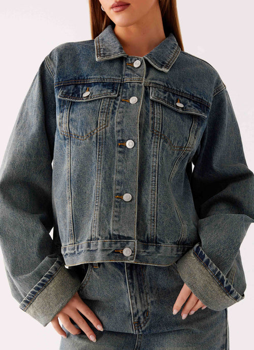 Back Again Oversized Denim Jacket Dirty Wash