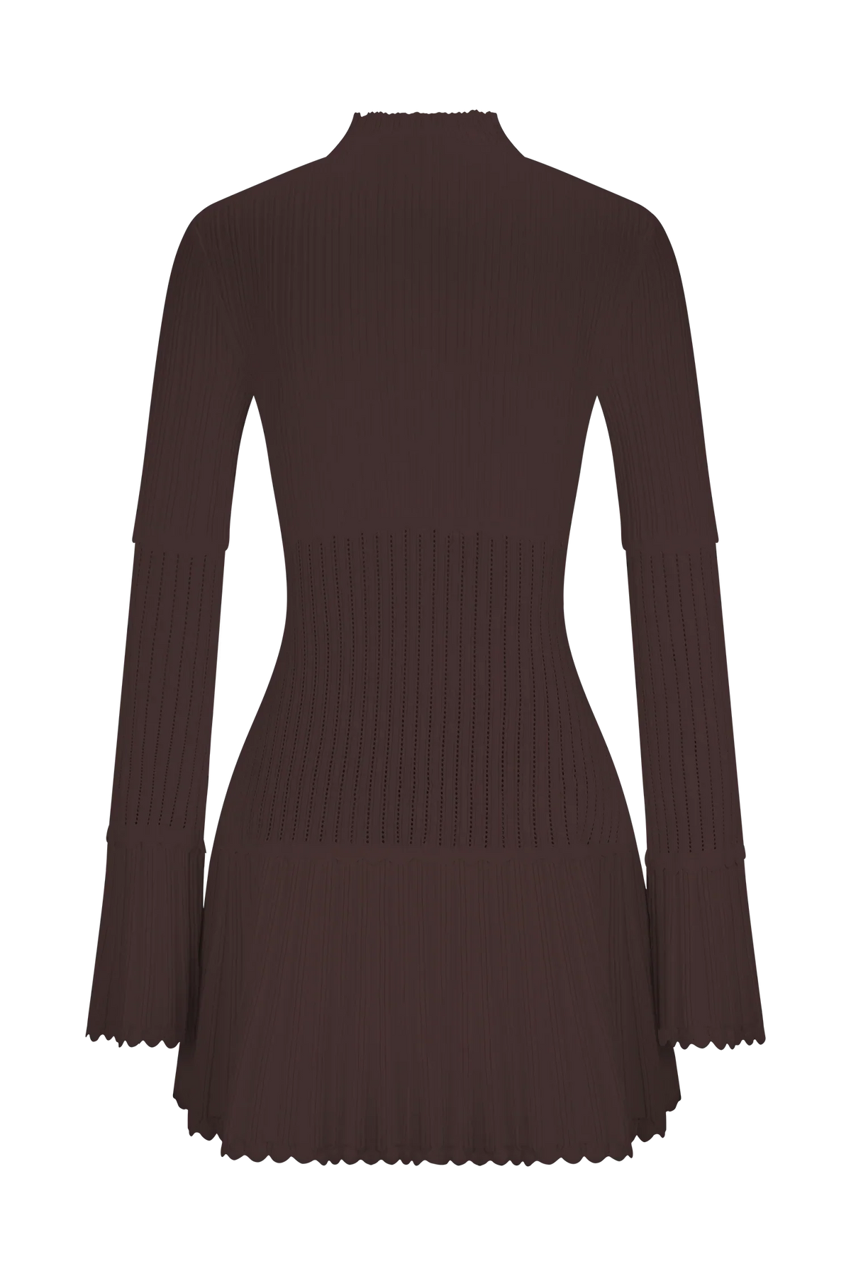 Adena Pointelle Knit Mini Dress Chocolate