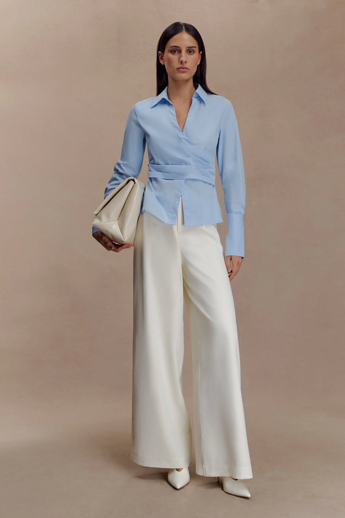 Arlo Wide Leg Suiting Trouser Ivory