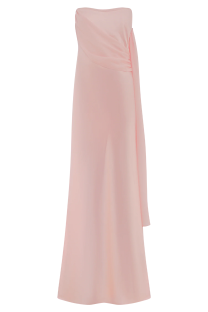 Carah Satin And Chiffon Maxi Dress Pale Pink