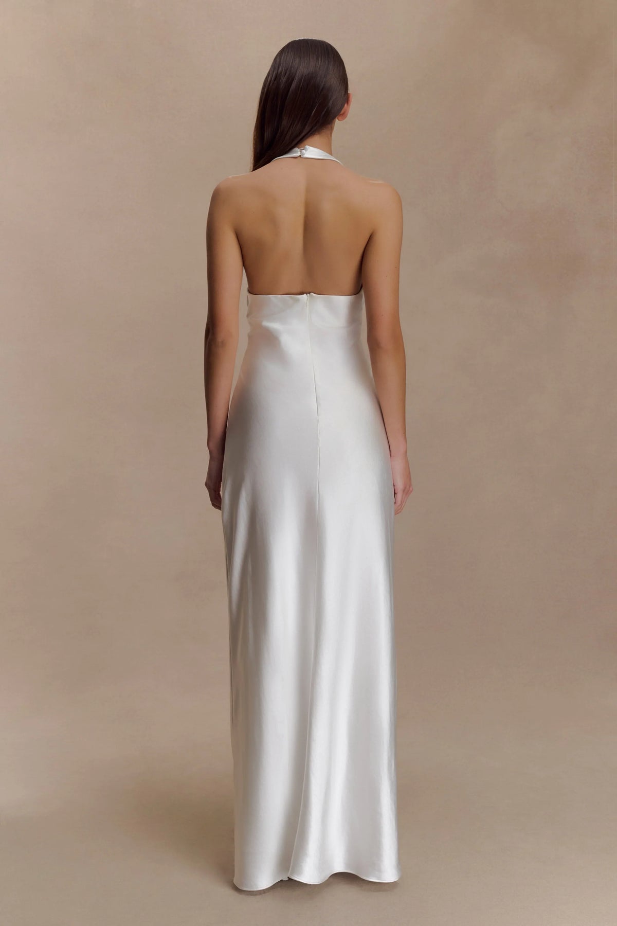Alice Satin Halter Maxi Dress White
