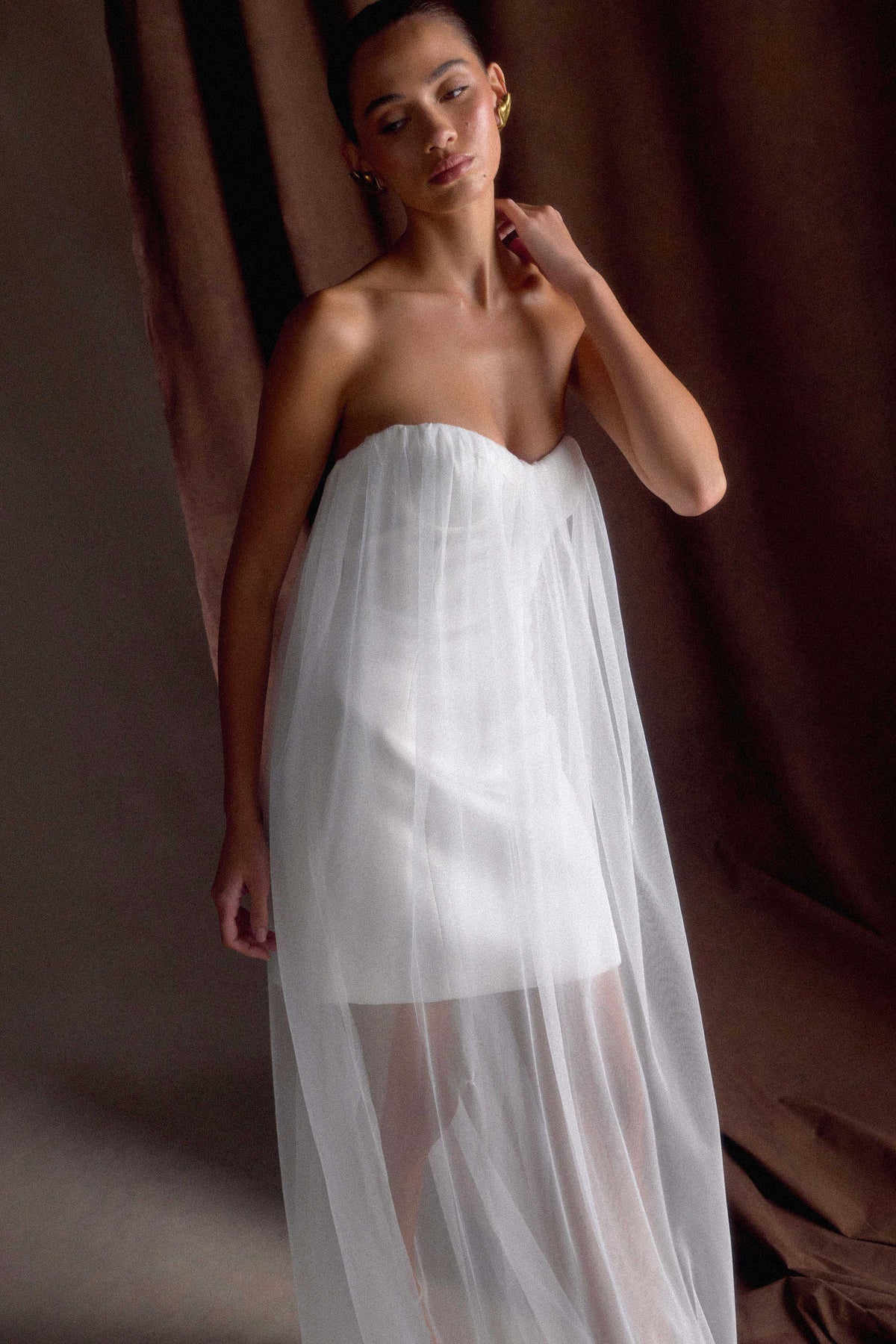 Bettany Chiffon Strapless Maxi Dress White