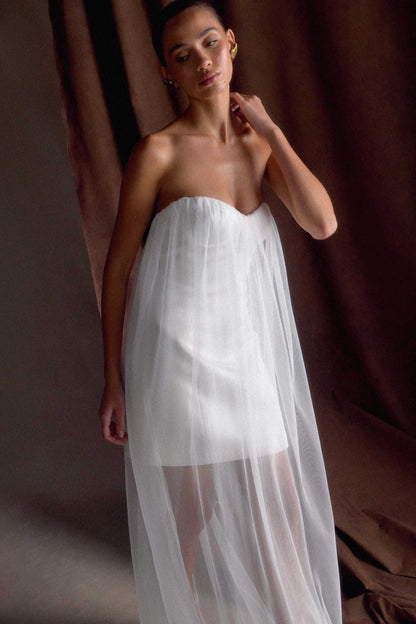 Bettany Chiffon Strapless Maxi Dress White