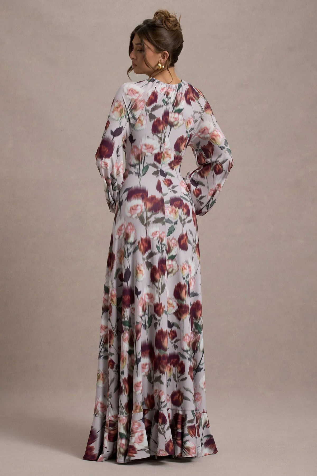 Althena Cream Floral Print Balloon Sleeve Maxi Dress