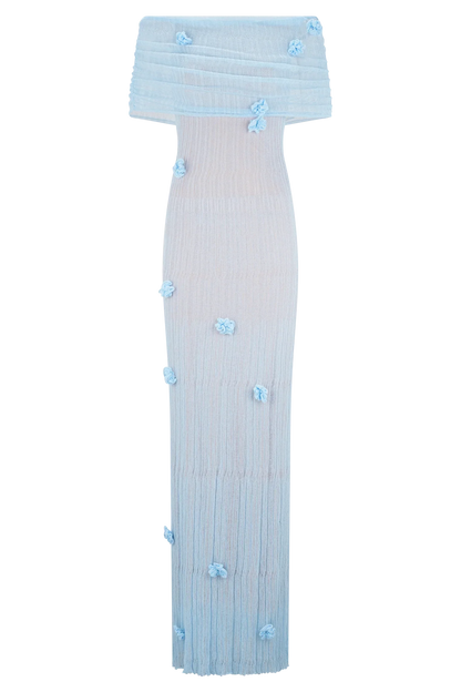 Brynn Orchid Knit Maxi Dress Baby Blue
