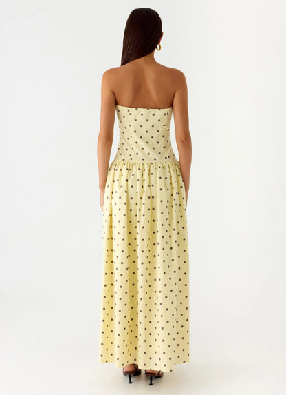 Andorra Maxi Dress Yellow Polkadot