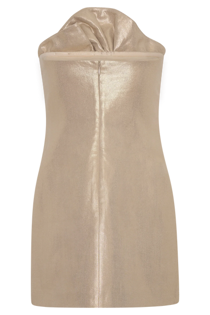 Annette Linen Mini Dress Gold