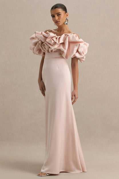Allie Pale Pink Puff Bardot Maxi Dress