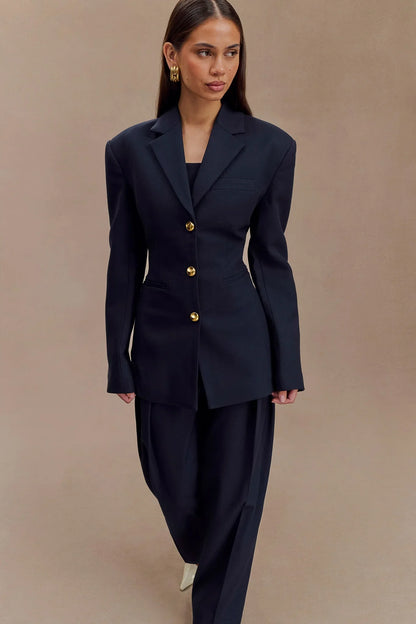 Bellamy Cinched Blazer Dark Navy