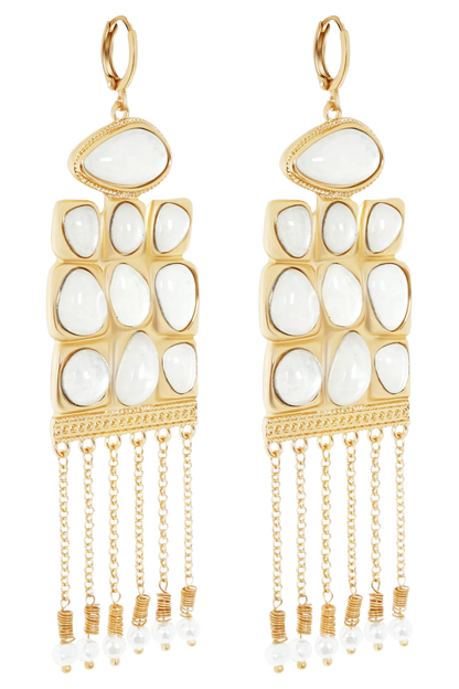 Annika Horizontal Resin Drop Earrings Gold