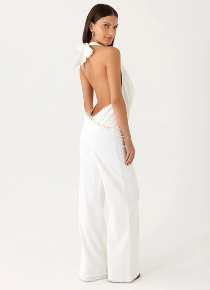 Ashika Studded Pants White
