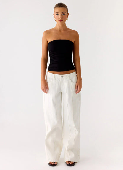 Adrienna Strapless Top Black