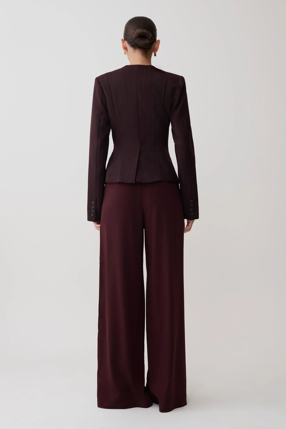 Agatha Square Neck Blazer Plum Pinstripe
