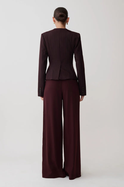 Agatha Square Neck Blazer Plum Pinstripe