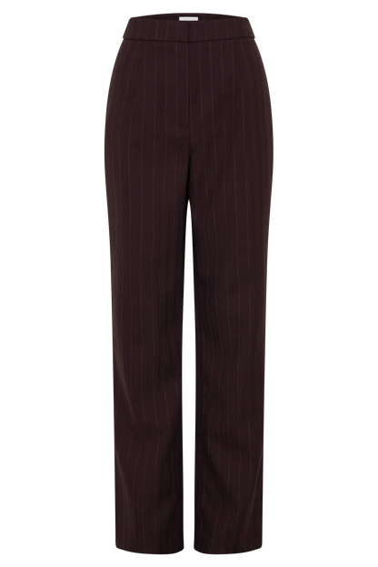 Agatha Straight Leg Suiting Pants Plum Pinstripe