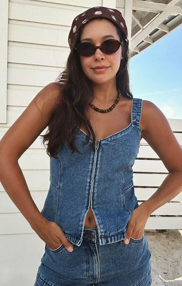 Shay Corset Top ~ Waterfall Blue