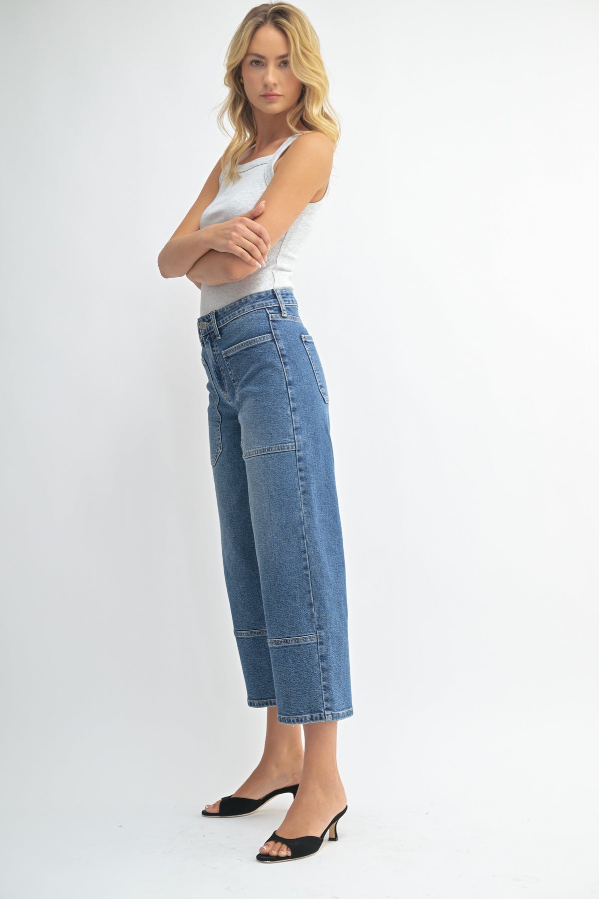 JBD High Rise Cropped Wide Leg Jean