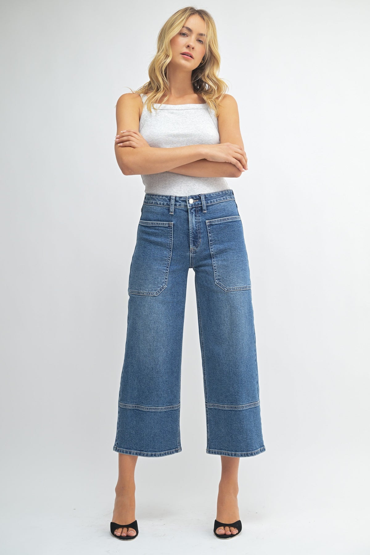 JBD High Rise Cropped Wide Leg Jean