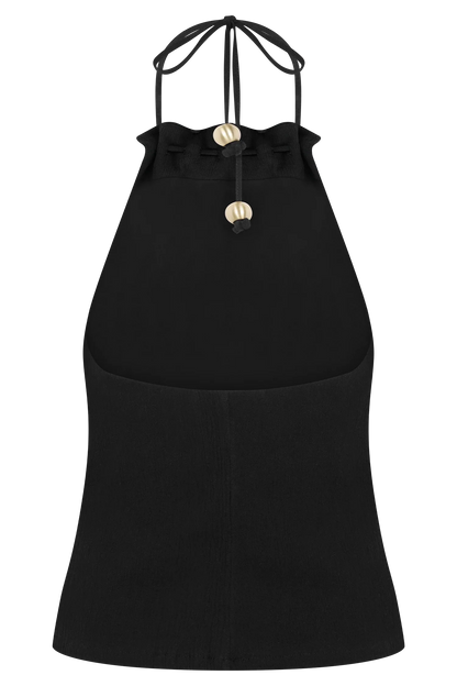 Abeda Cotton Top With Hardware Black