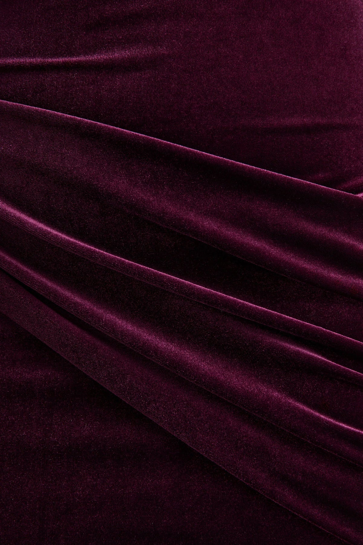 Cambria Plum Velvet High Neck Maxi Dress With Draped Detailing