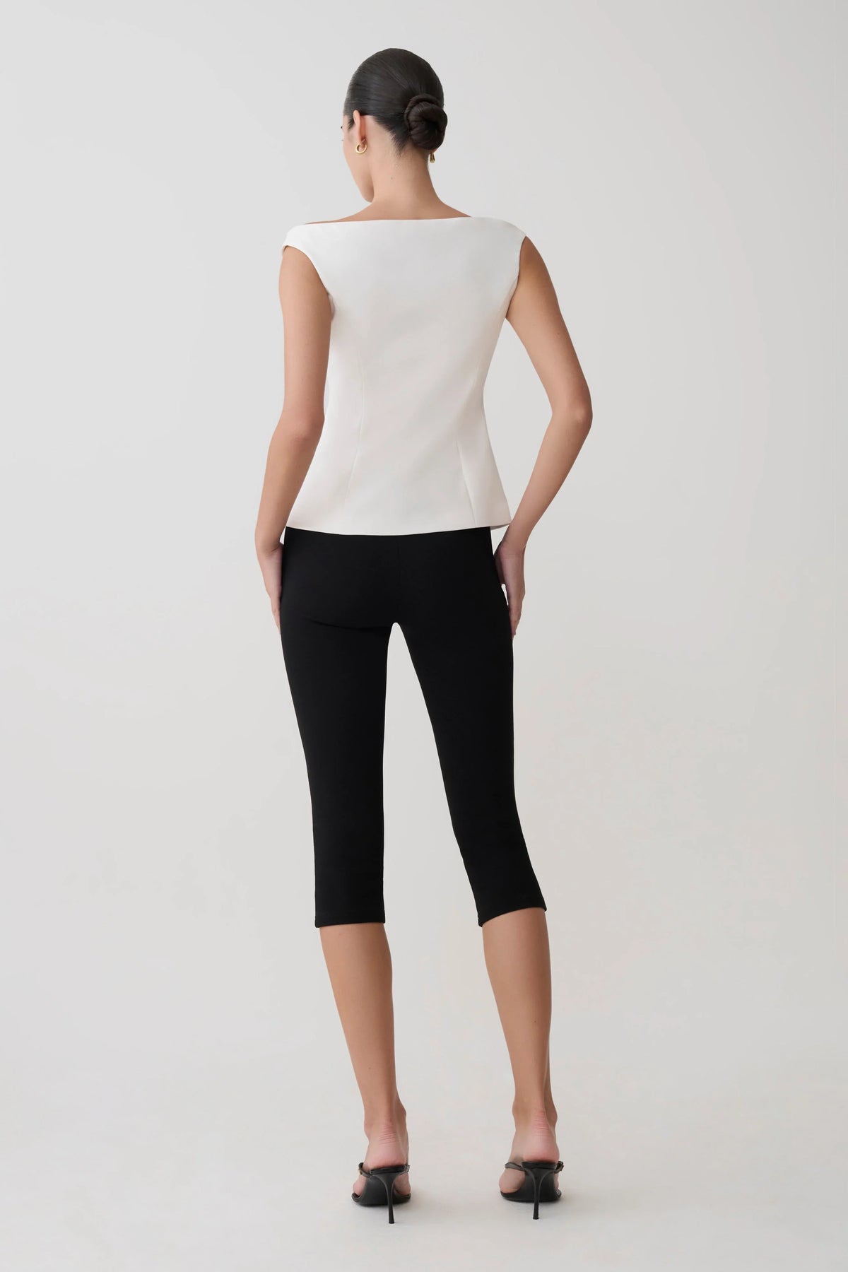 Billie Off Shoulder Sleeveless Button Top White