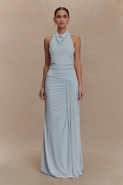 Calandra Slinky Halter Top With Hardware Pale Blue