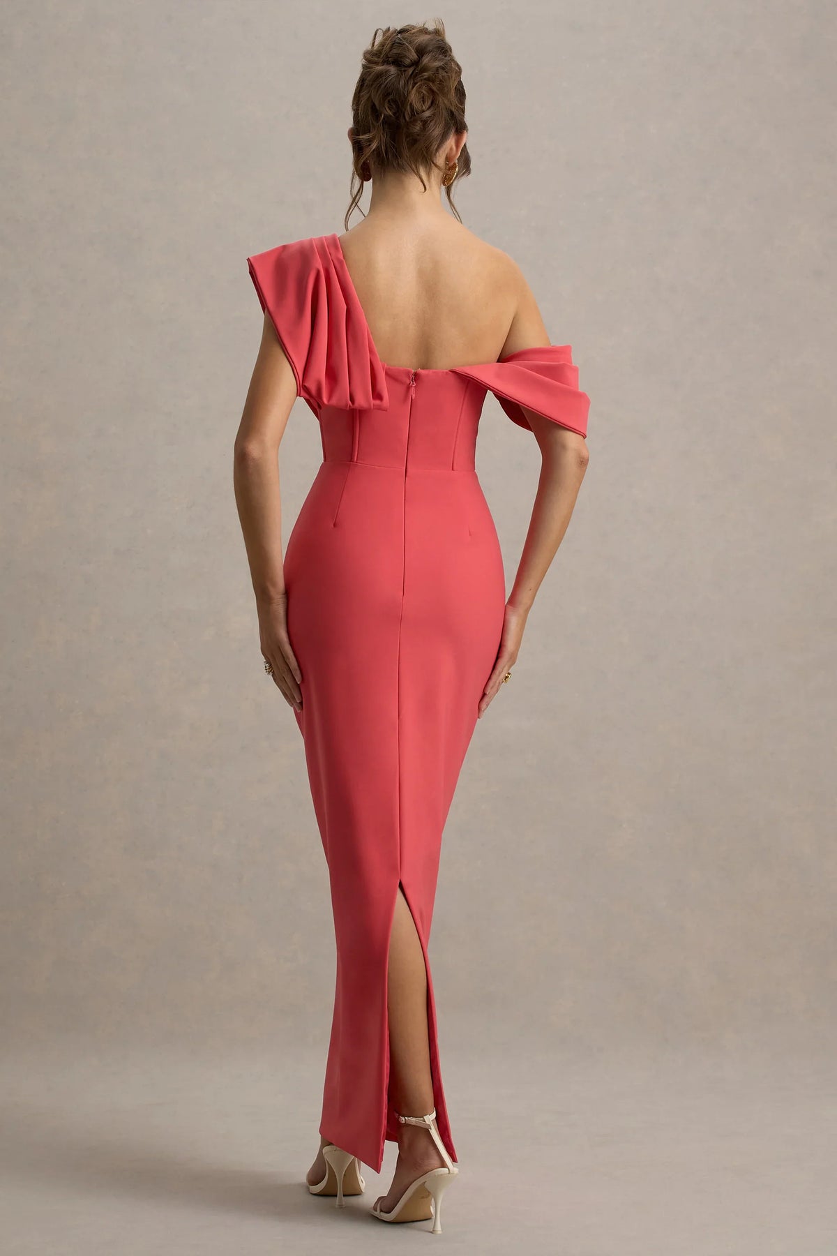 Angelina Pink Draped Shoulder Maxi Dress