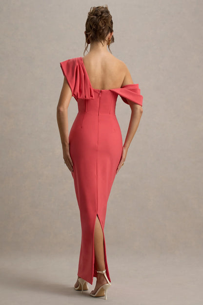 Angelina Pink Draped Shoulder Maxi Dress