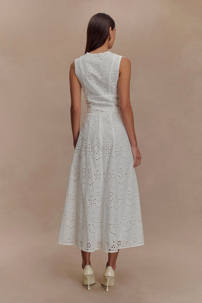 Arla Sleeveless Broderie Top White