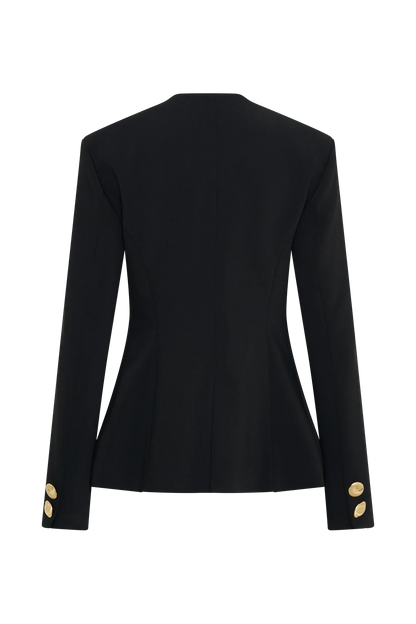 Asia Mixed Button Blazer Black