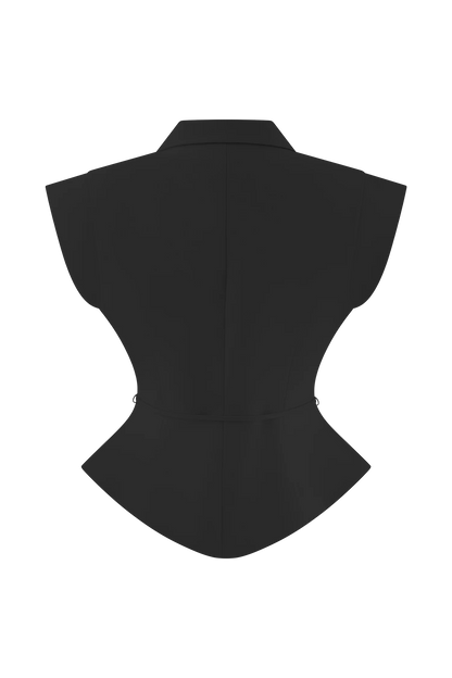 Andina Shortsleeve Linen Top Black