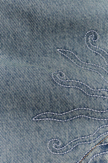 Alessia Embroidered Denim Mini Skirt Light Vintage