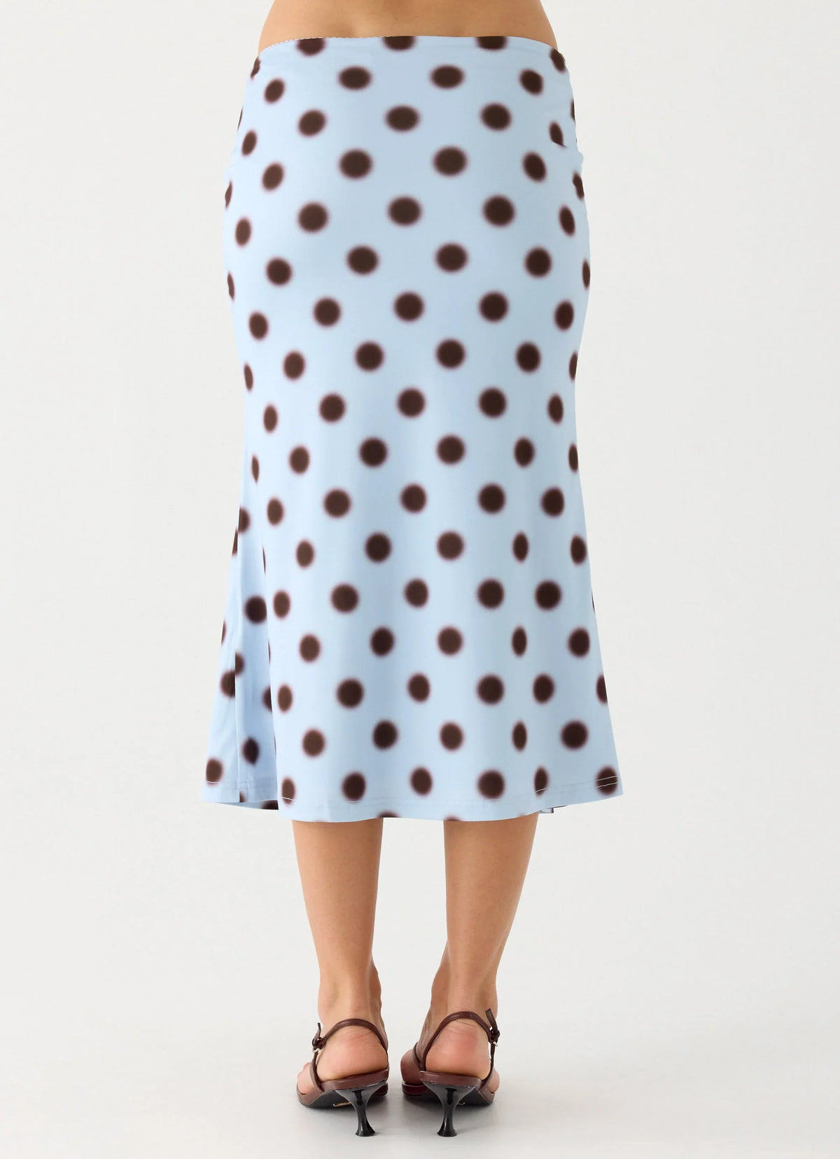 Bahama Low Rise Midi Skirt Blue Mocha Dot